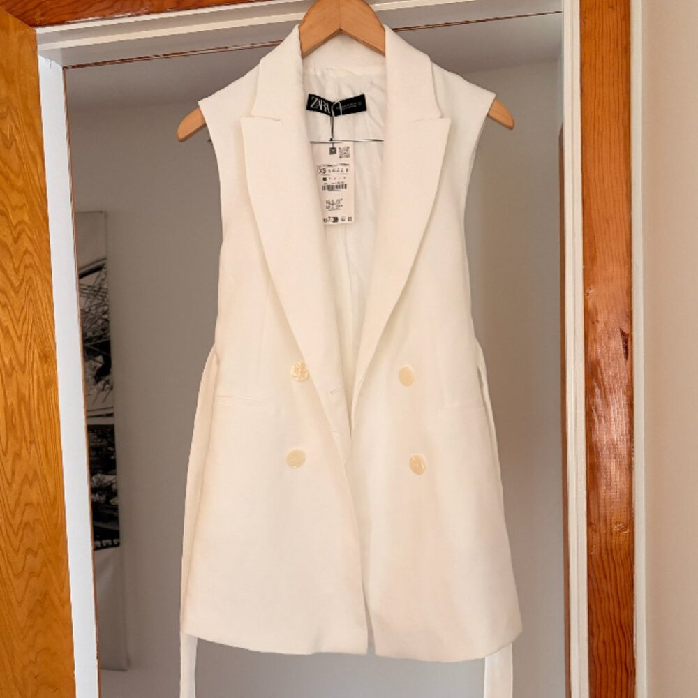 Zara White Vest Top Belted Size XS
